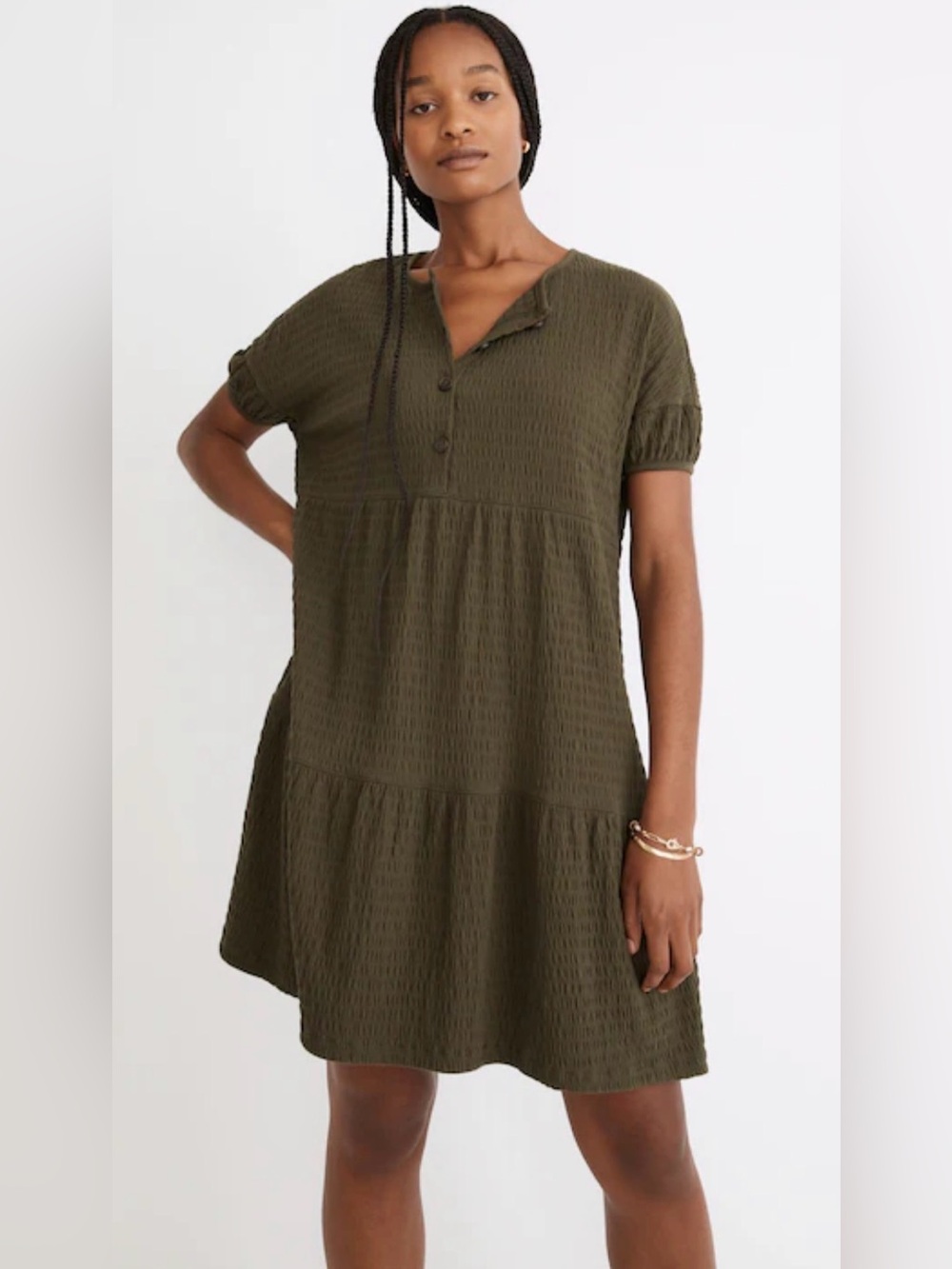 Madewell (Re)sourced Crinkle-Knit Tiered Mini Dress